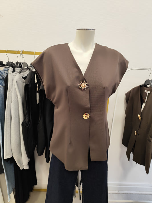 Blazer sans manche choco