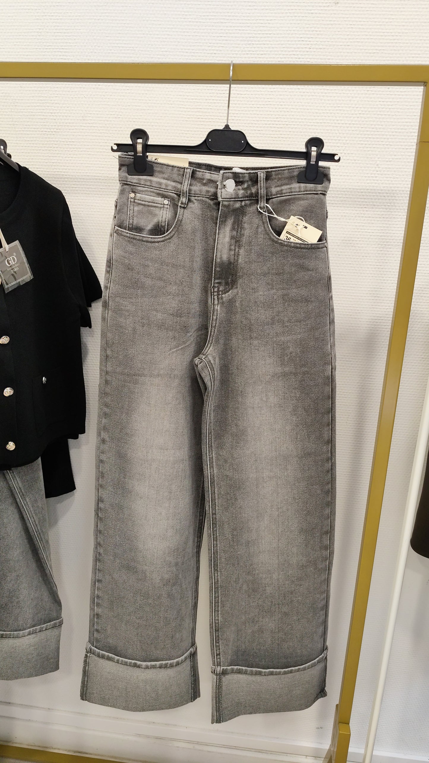 Jeans gris revers