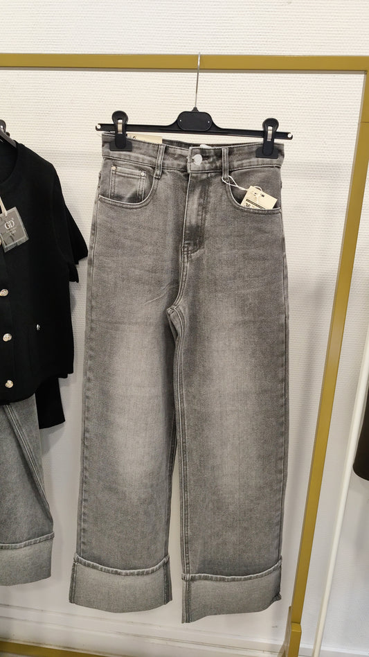 Jeans gris revers
